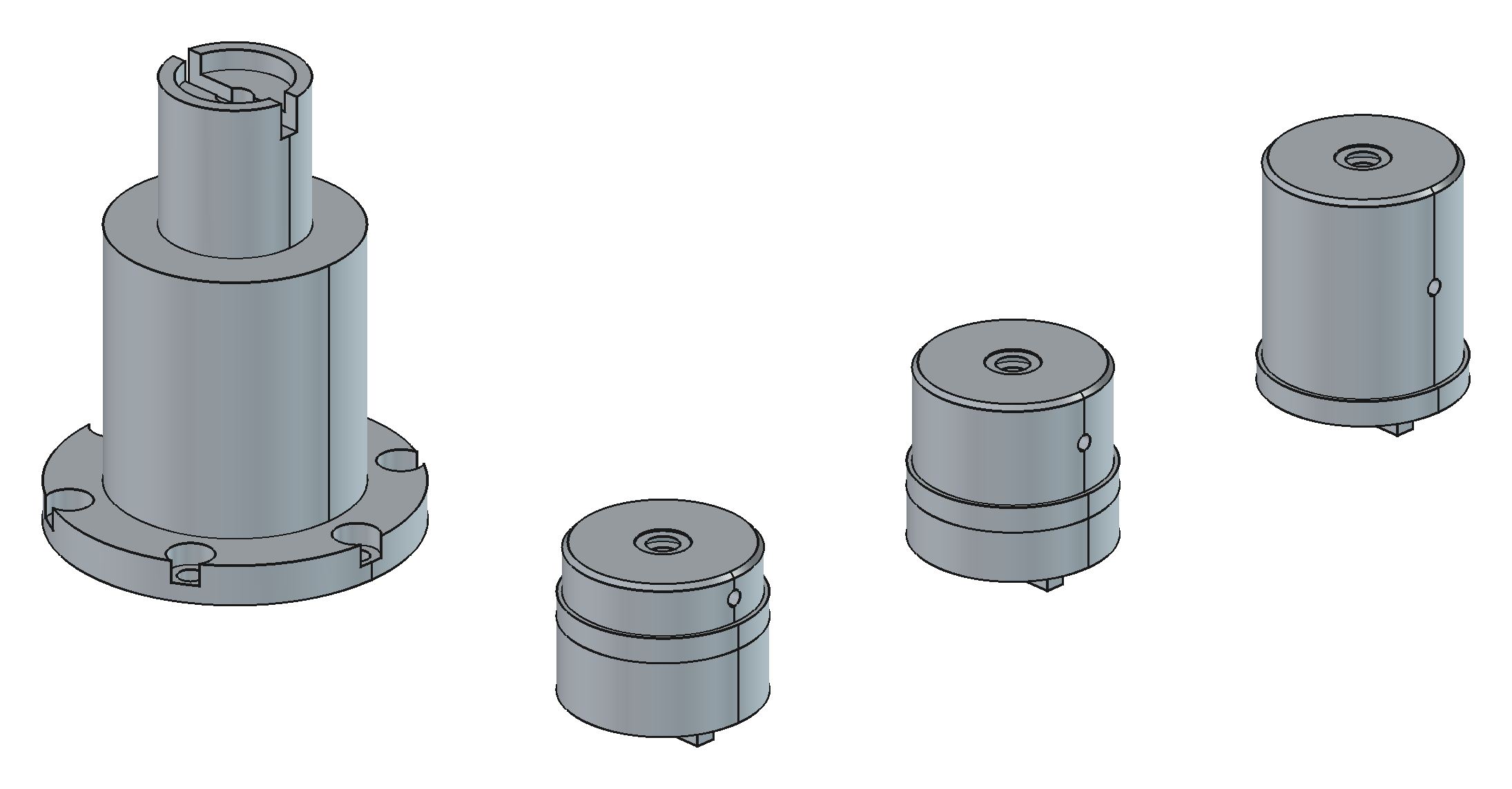 S60 riser and its three stack-length arbors (10 / 20 / 40 mm)