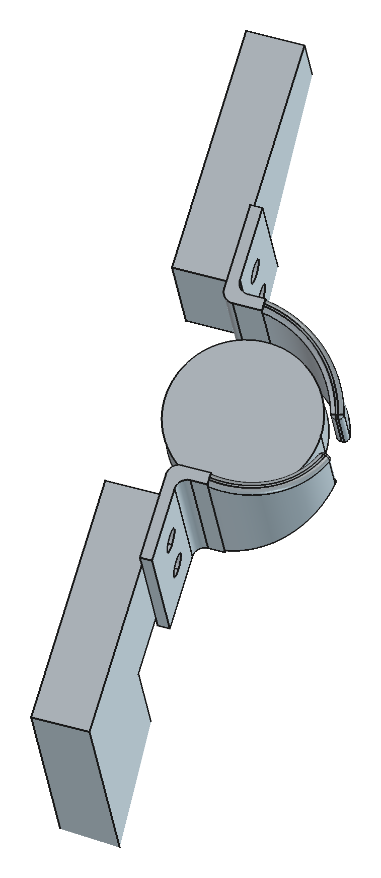 Top view: the two guide wings and the tip_gap funnel the fly lays wire through